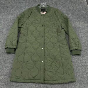 Banana Republic Water-Resistant Quilted Long Coat (Green)
